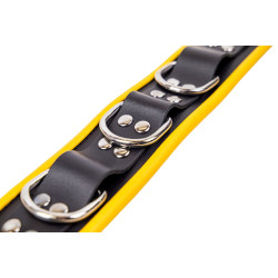 The Red Collier en cuir - 3 anneaux D - Noir/ Jaune